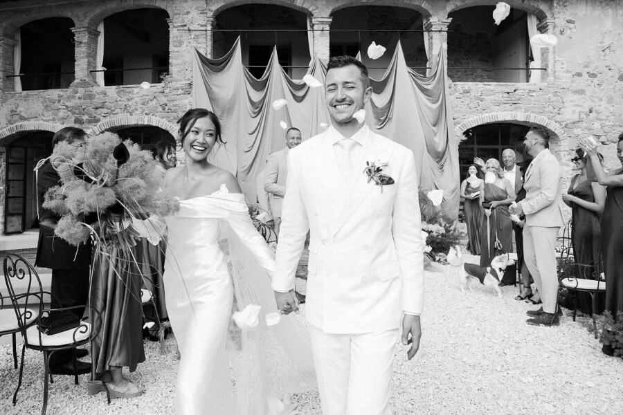 A Bold Destination Wedding in Umbria with Chartreuse Drapery & a Surprise Movie Moment