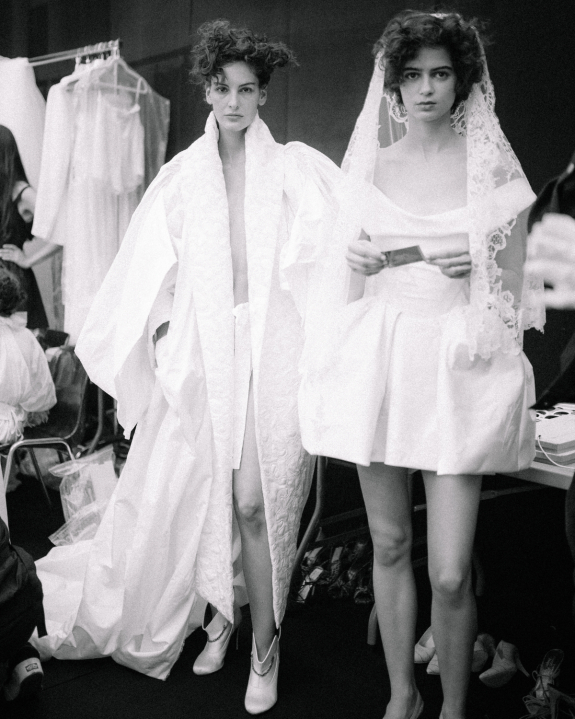 Backstage at Vivienne Westwood's Debut Bridal Runway