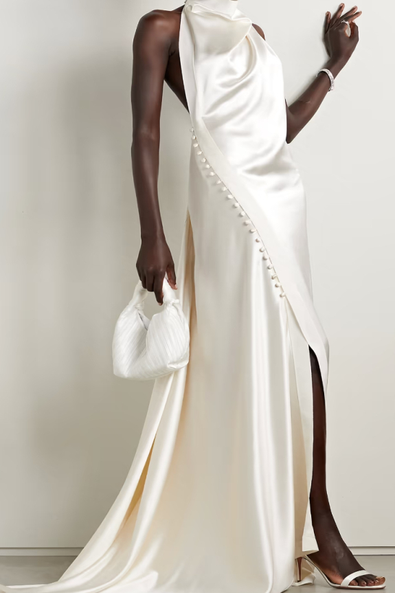 Top 11 Silk Bridal Gowns | Danielle Frankel Sasha | Summer White Silk Dresses for Weddings