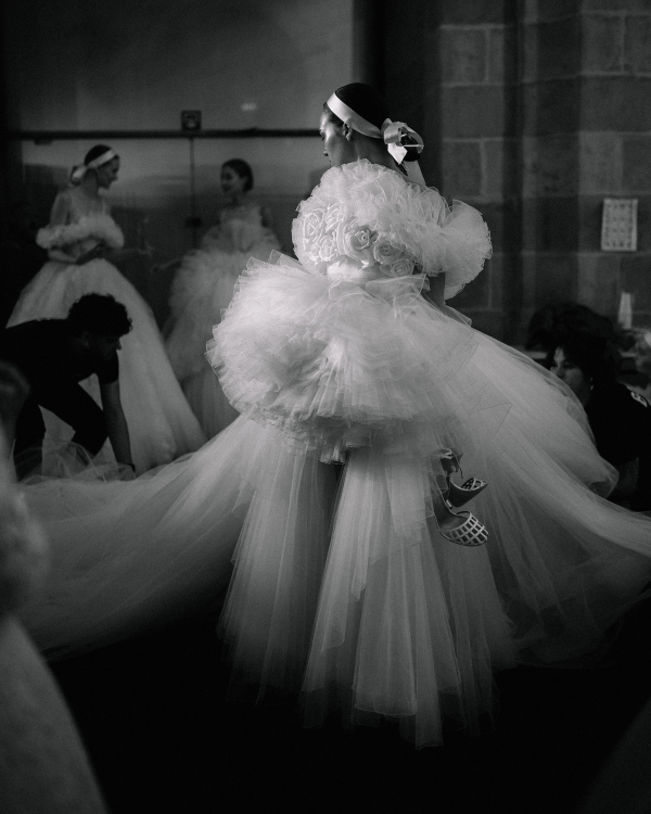 Backstage at Giambattista Valli's Debut Bridal Runway