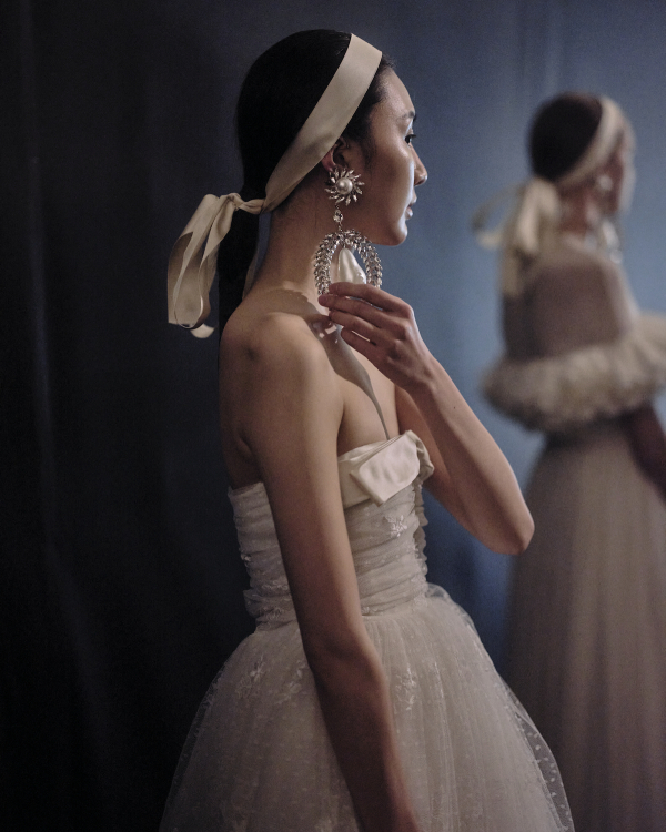 Backstage at Giambattista Valli's Debut Bridal Runway