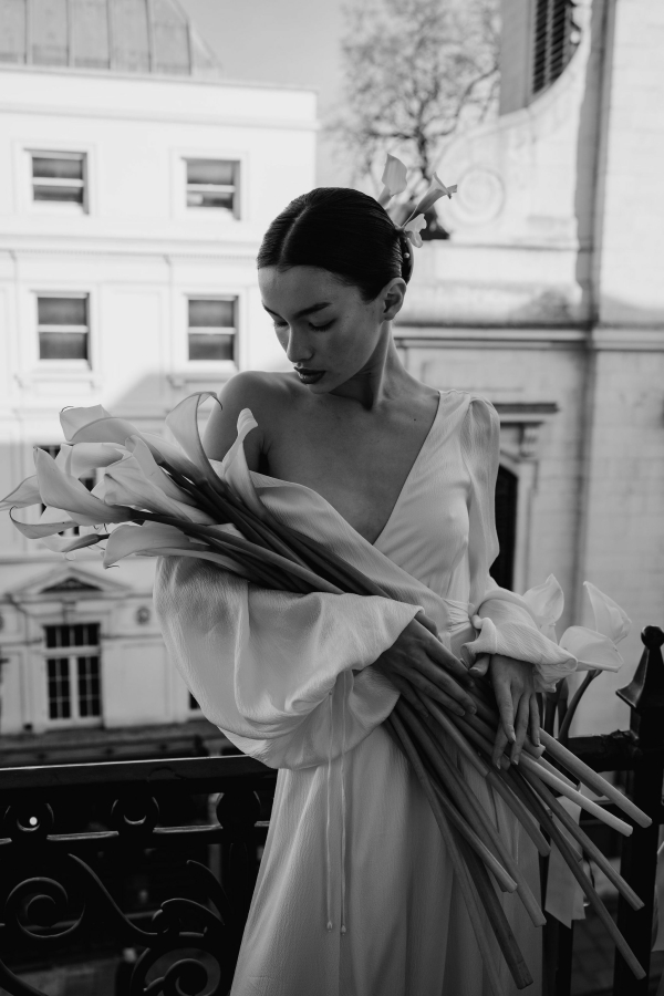 A Symphony of Silk, Light and Flowers at a Wedding Photo Shoot