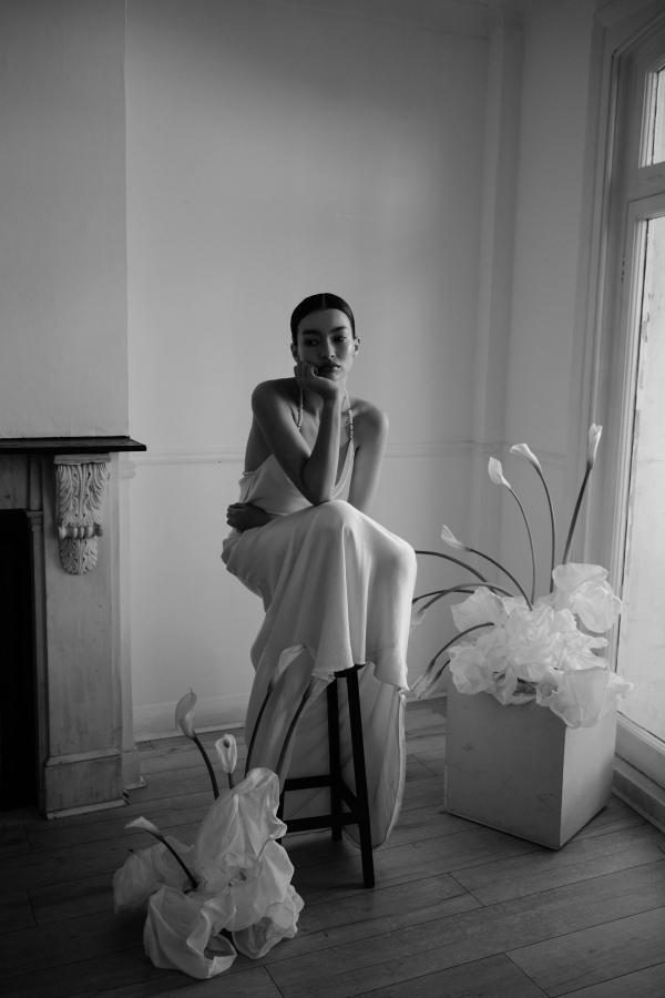 A Symphony of Silk, Light and Flowers at a Wedding Photo Shoot