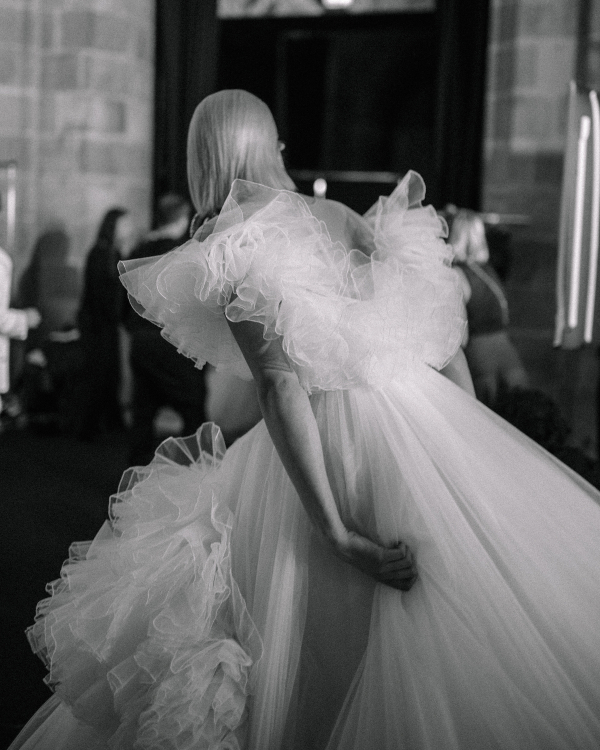 Backstage at Giambattista Valli's Debut Bridal Runway