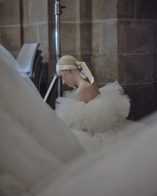 Backstage at Giambattista Valli's Debut Bridal Runway