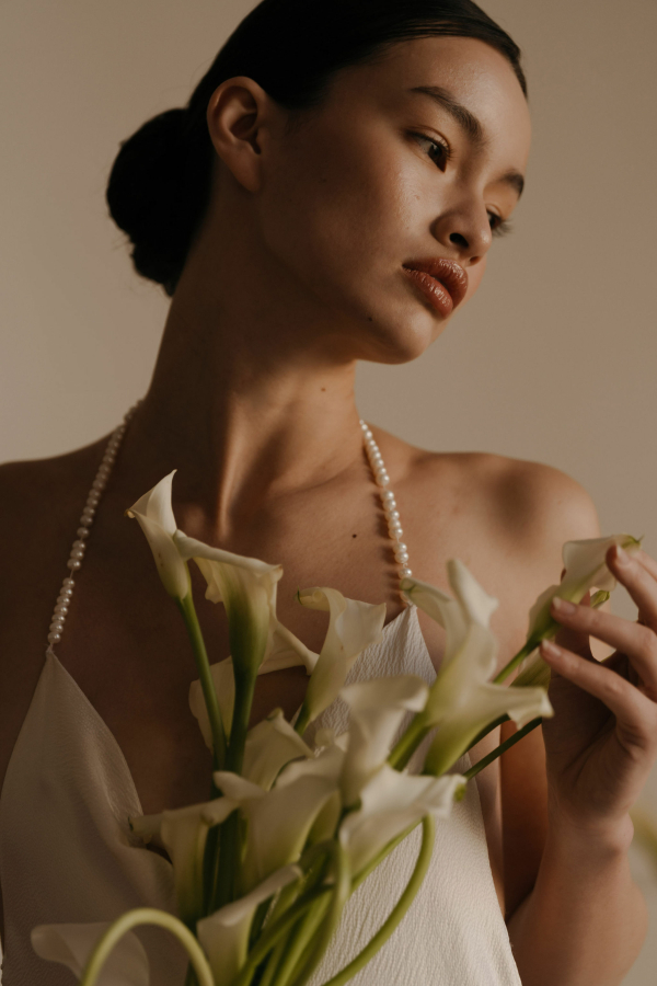 A Symphony of Silk, Light and Flowers at a Wedding Photo Shoot