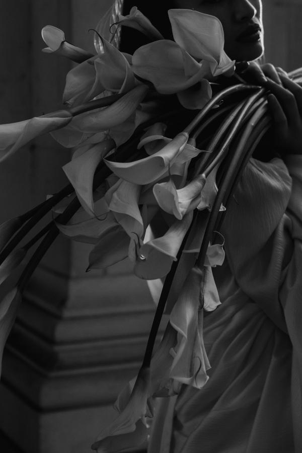 A Symphony of Silk, Light and Flowers at a Wedding Photo Shoot