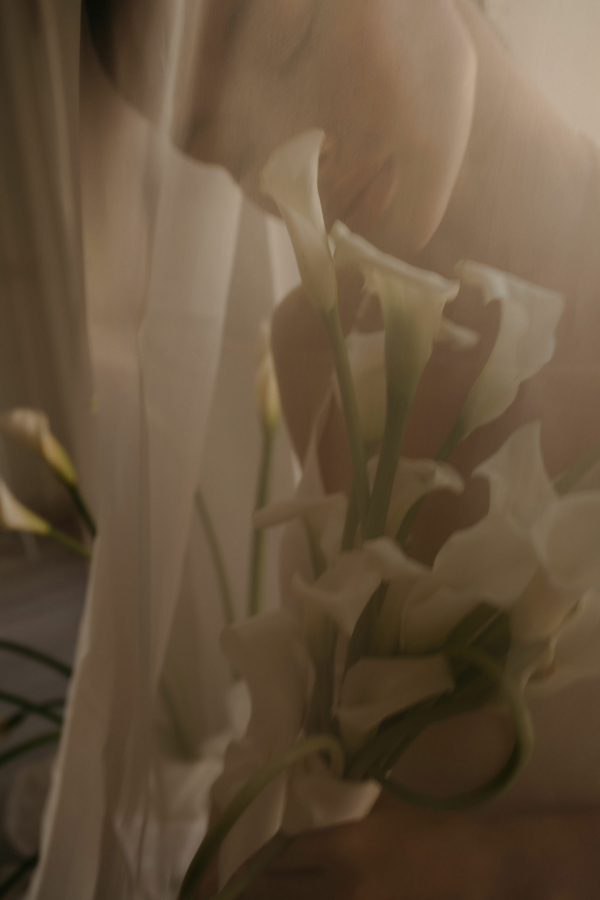 A Symphony of Silk, Light and Flowers at a Wedding Photo Shoot