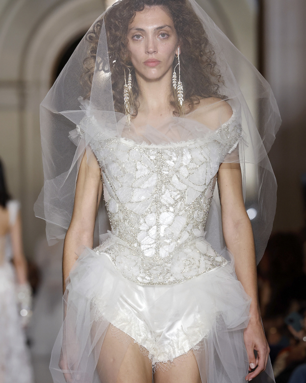 Backstage at Vivienne Westwood's Debut Bridal Runway