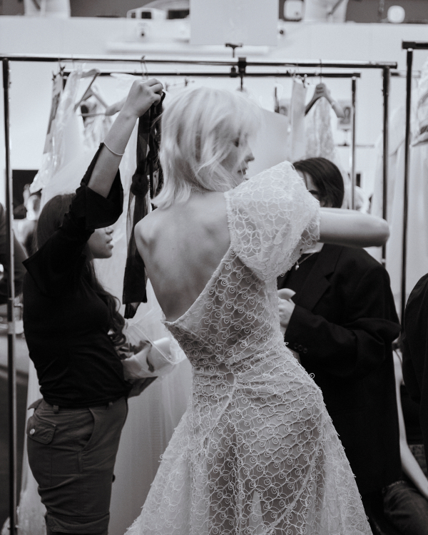 Backstage at Vivienne Westwood's Debut Bridal Runway