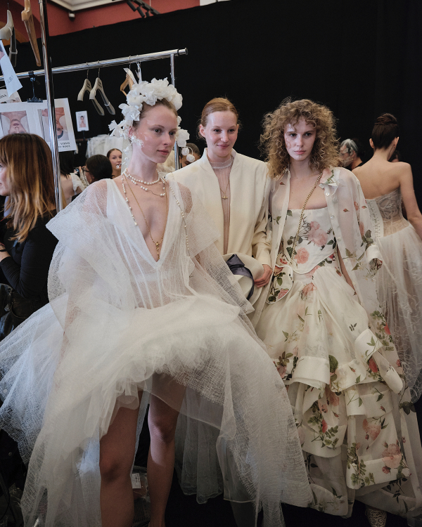 Backstage at Vivienne Westwood's Debut Bridal Runway
