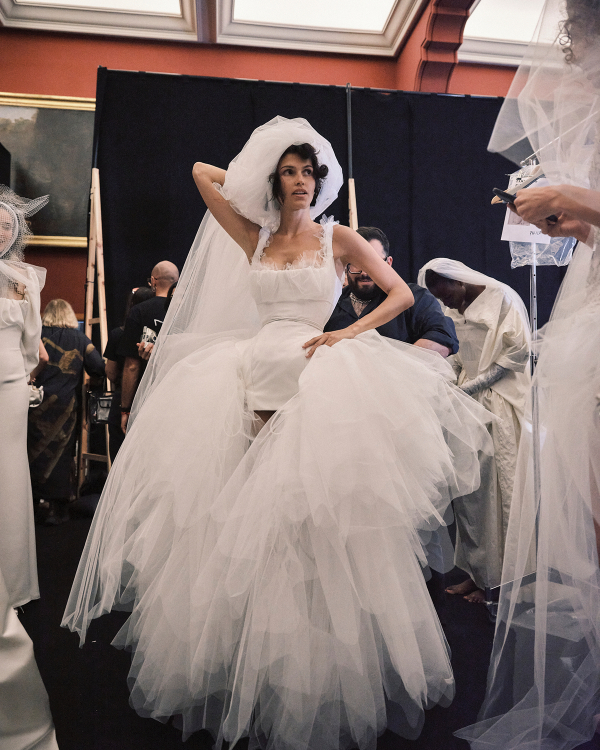 Backstage at Vivienne Westwood's Debut Bridal Runway