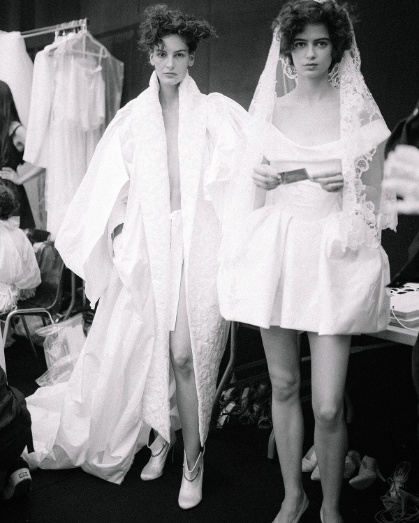 Backstage at Vivienne Westwood's Debut Bridal Runway