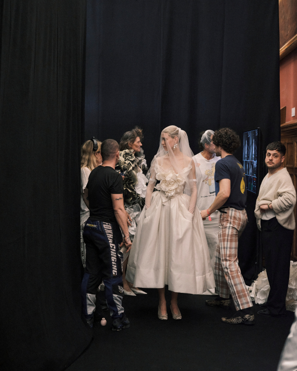 Backstage at Vivienne Westwood's Debut Bridal Runway