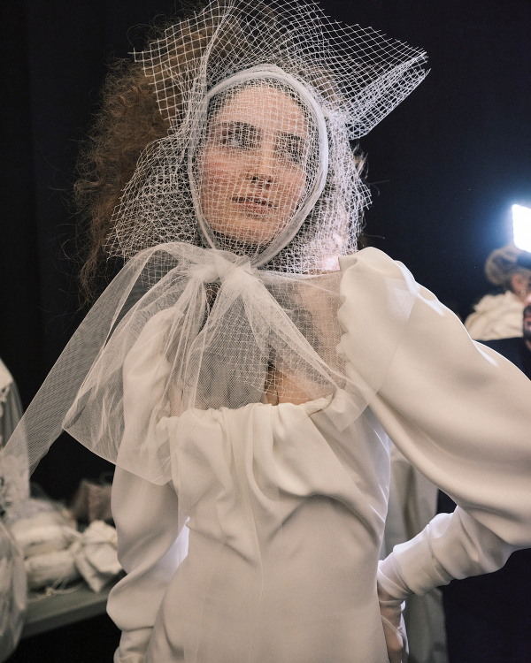 Backstage at Vivienne Westwood's Debut Bridal Runway