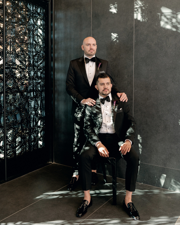 Dark and Moody Celebration in Dallas, Texas | Interview with Grooms: Dating, Engagement, and Wedding Preparation