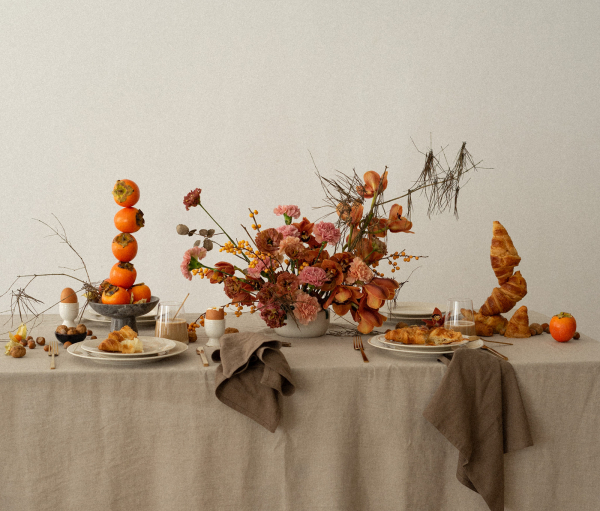 Stylish Tablescapes: Bread Candles, Flowers & Croissants