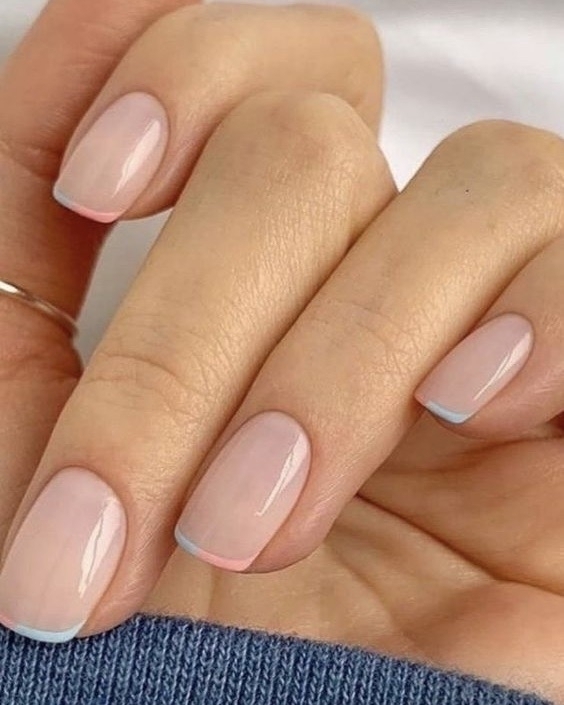 26 French Manicure Ideas | Summer French Tips Designs | White Nails & With Color | Diagonal French