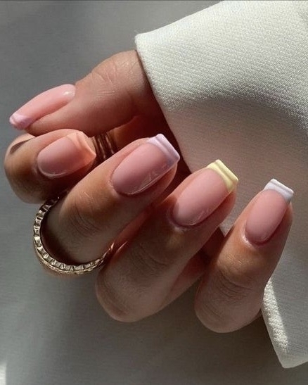 26 French Manicure Ideas | Summer French Tips Designs | White Nails & With Color | Diagonal French