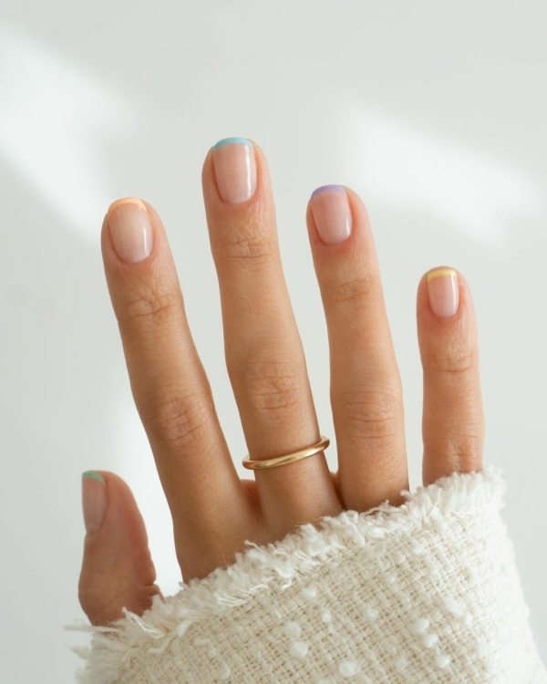 26 French Manicure Ideas | Summer French Tips Designs | White Nails & With Color | Diagonal French