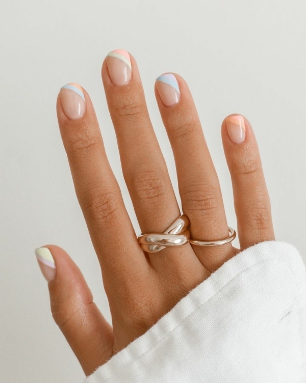 26 French Manicure Ideas | Summer French Tips Designs | White Nails & With Color | Diagonal French