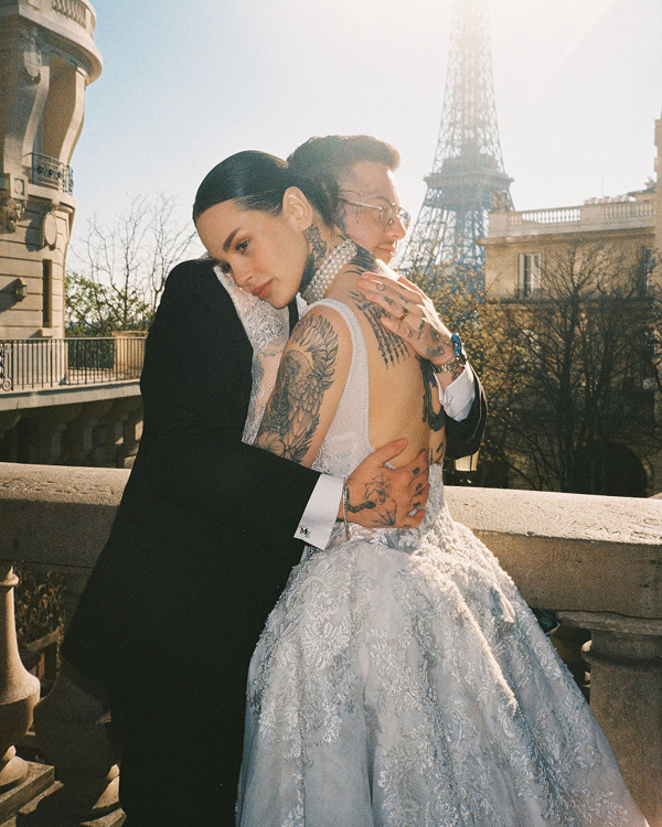 LGBTQIA+ Influencer Couple's Chic Parisian Elopement