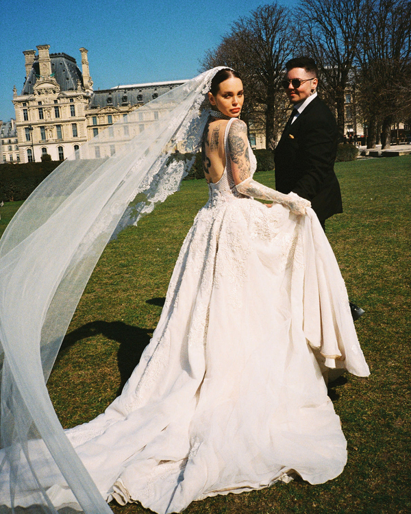 LGBTQIA+ Influencer Couple's Chic Parisian Elopement