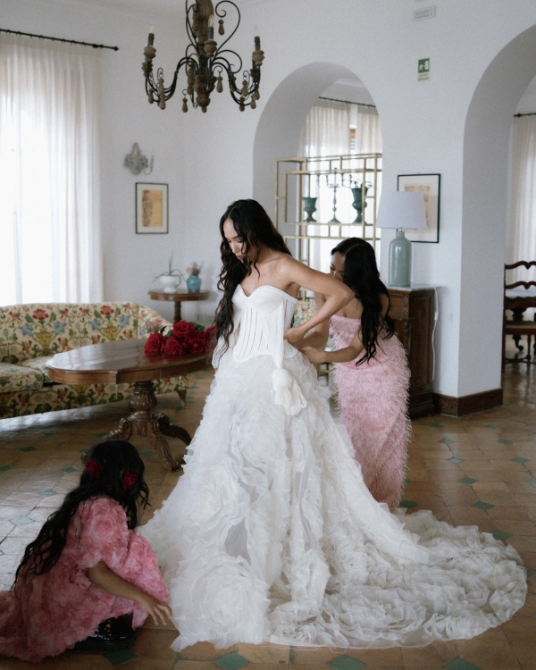 A High Fashion Wedding Laced with Red Roses on the Amalfi Coast, Italy