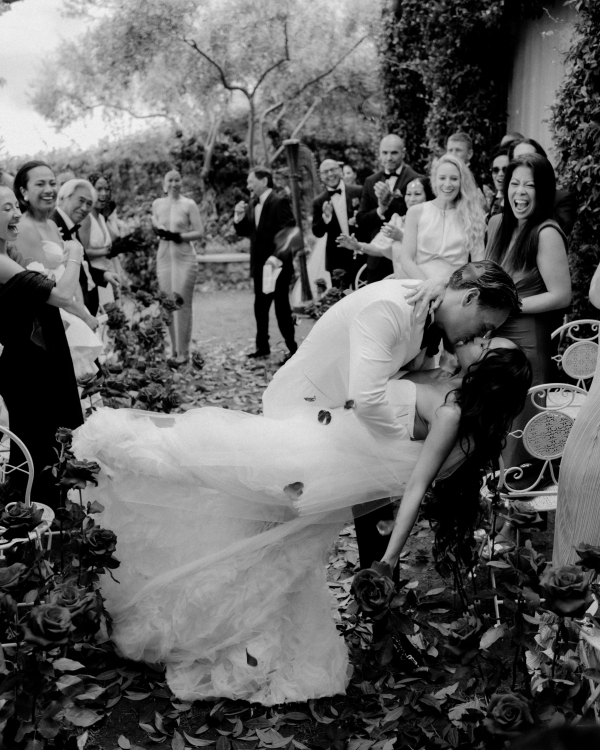 A High Fashion Wedding Laced with Red Roses on the Amalfi Coast, Italy