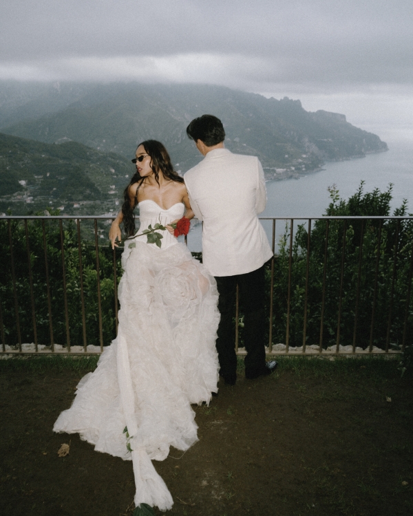 A High Fashion Wedding Laced with Red Roses on the Amalfi Coast, Italy