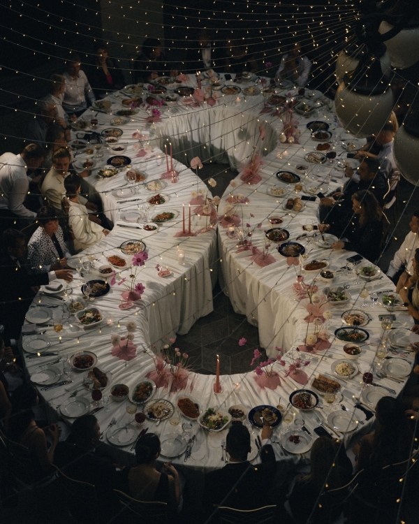 A Whimsical Wedding with a Giant Bow and Curved Tablescape