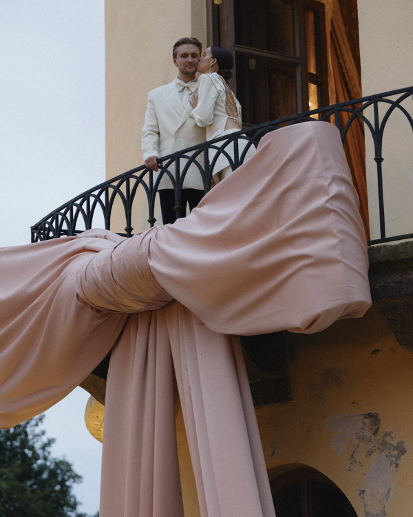 A Whimsical Wedding with a Giant Bow and Curved Tablescape