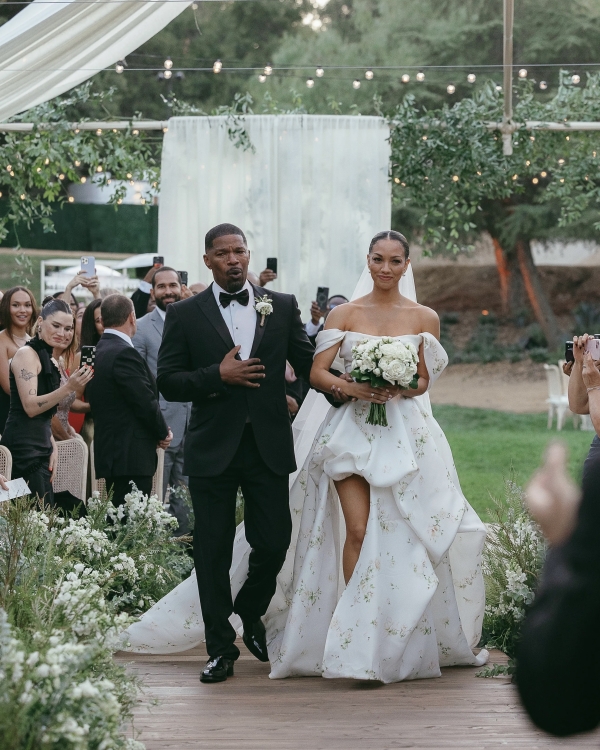 Jamie Foxx’s Daughter Corinne Wears Monique Lhuillier as She Marries in California